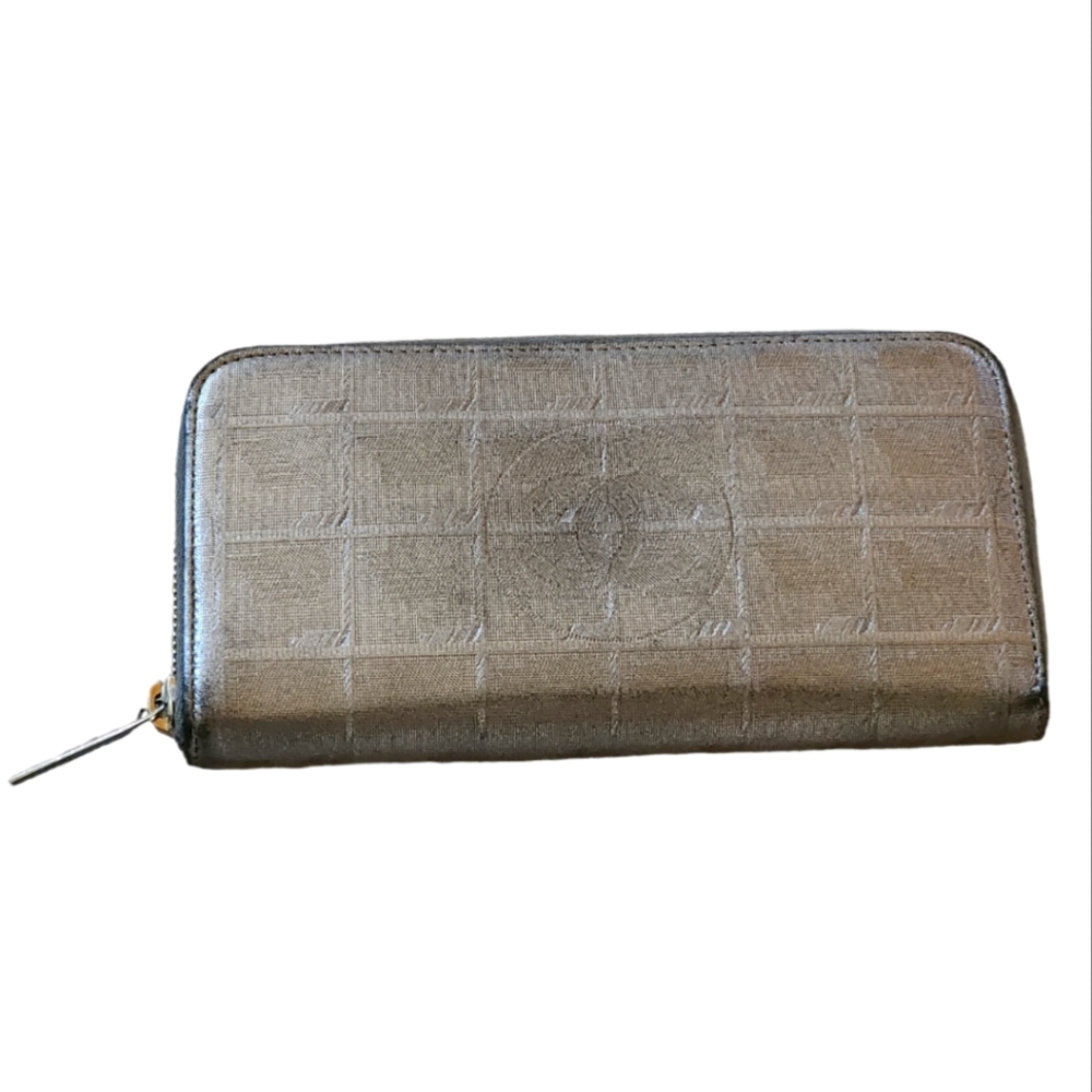 Chanel Gray Leather Travel Ligne Long Wallet